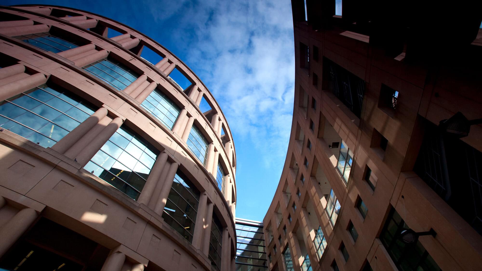 The modern design of the Vancouver Public Library.
